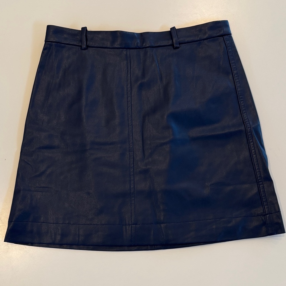 J. Crew Navy Faux Leather Mini Skirt